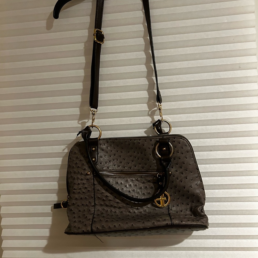 Purse brown and black ostrich print